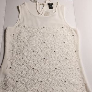 Ann Taylor Women's Cream Sleeveless Top Blouse  Size Small